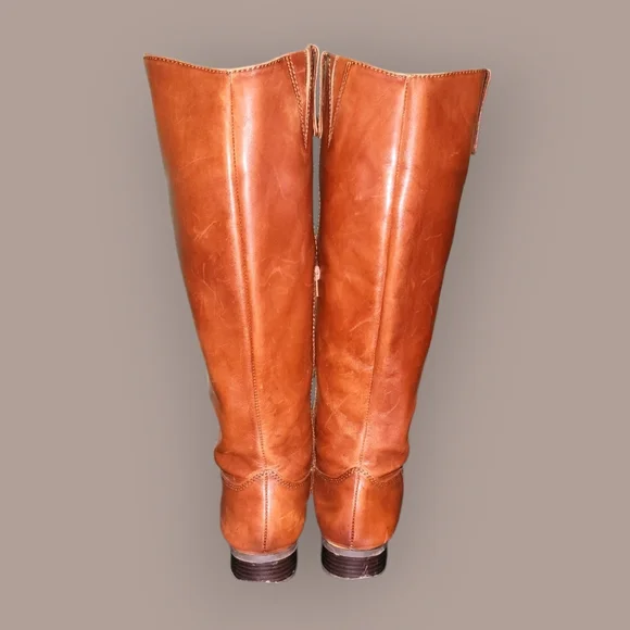 Women Vintage Wide Calf Leather Brown Tall Riding Boots By INC Size 9.5M. - Picture 5 of 8
